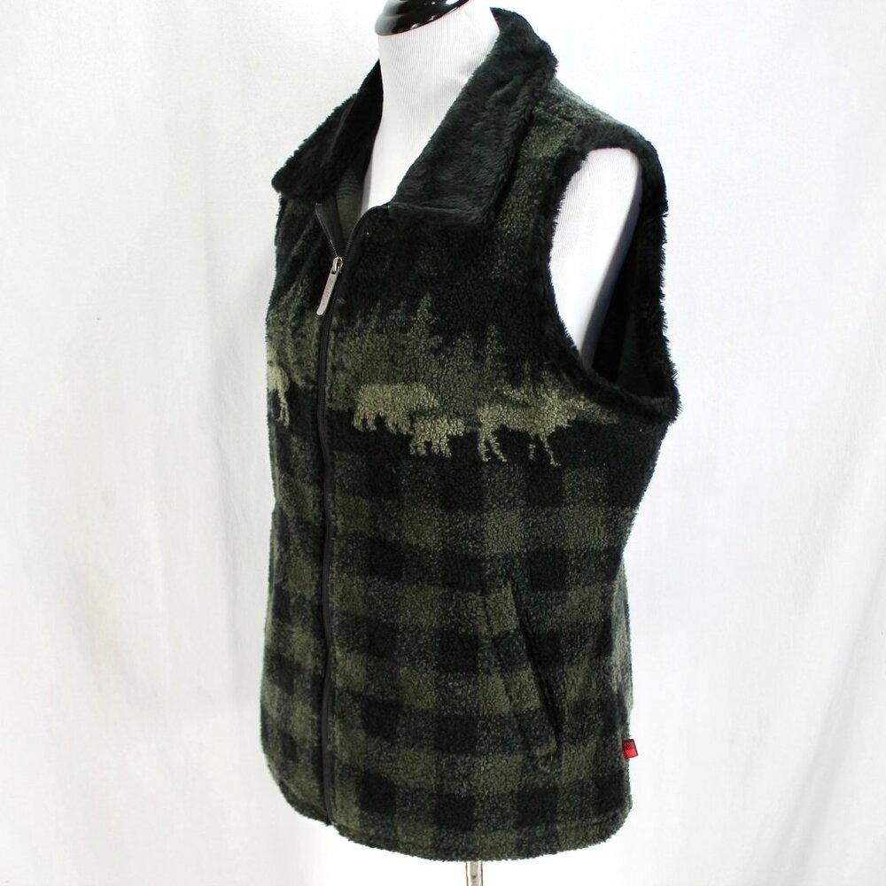 Woolrich Vest Womens Size L Green Black  Check Moose Full Zip Front Pockets - Picture 3 of 9